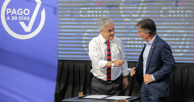 Presidente Sebastián Piñera promulga Ley de Pago a 30 Días que beneficiará a un millón de pymes